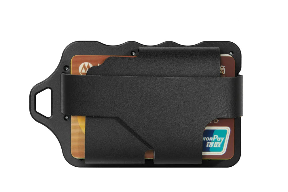 Zeeker Slim Metal Card Wallet – Genuine Leather, Holds 12+ Cards Metal Card Wallet Richie's Black black