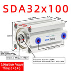 SDA32 Double Acting Compact Air Cylinder 32mm Bore | Multi-Stroke Pneumatic Air Cylinder Richie's Stroke 100mm Bore 32mm