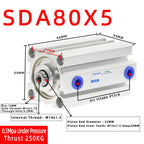 SDA80 Compact Double Acting Pneumatic Air Cylinder 80mm Bore Pneumatic Air Cylinder Richie's Stroke 5mm Bore 80mm