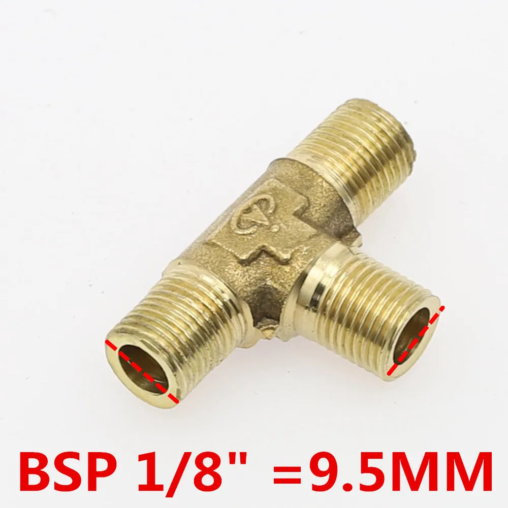 BSP Male Tee Brass Pipe Fitting 1/8" 1/4" 3/8" 1/2" – 3-Way Brass Pipe Fitting Richie's 01 Male