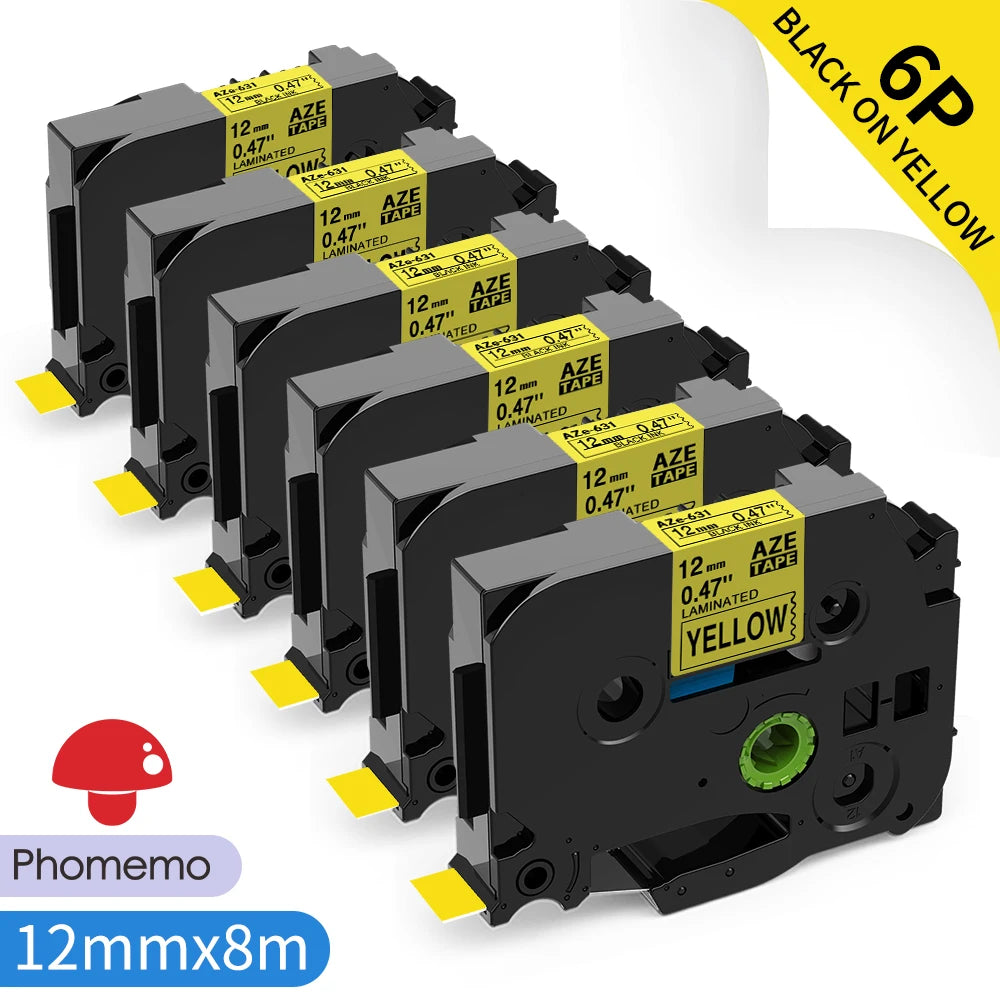 TZe-231 Compatible Brother Label Tape 12mm Black on White – Multi-Pack