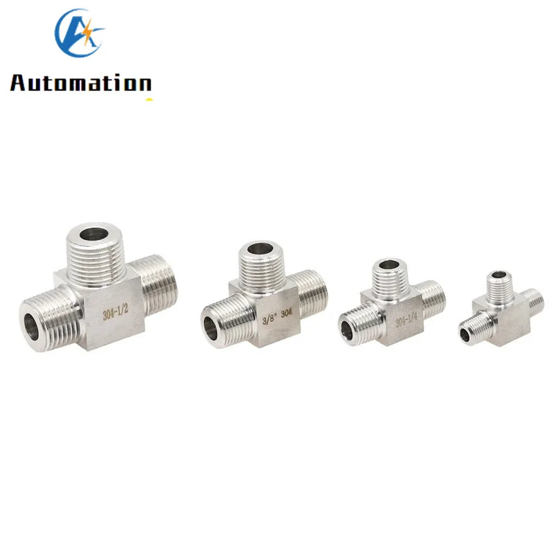 304 Stainless Steel Male Tee Fitting 1/8"–1/2" 3-Way Pipe Pipe Tee Fitting Richie's 1/4"