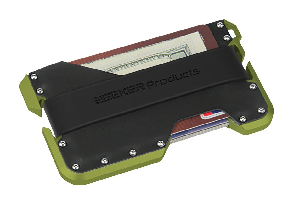 ZEEKER RFID Blocking Aluminum Leather Minimalist Card Wallet RFID Card Wallet Richie's green metal black L