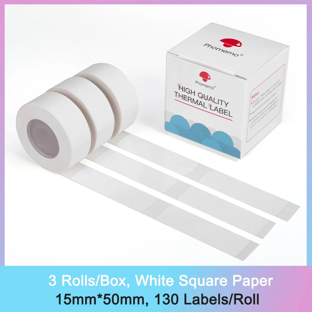 Phomemo D30 Thermal Label Paper – 3 Self-Adhesive Sticker Rolls Thermal Label Paper Richie's Square White 1550