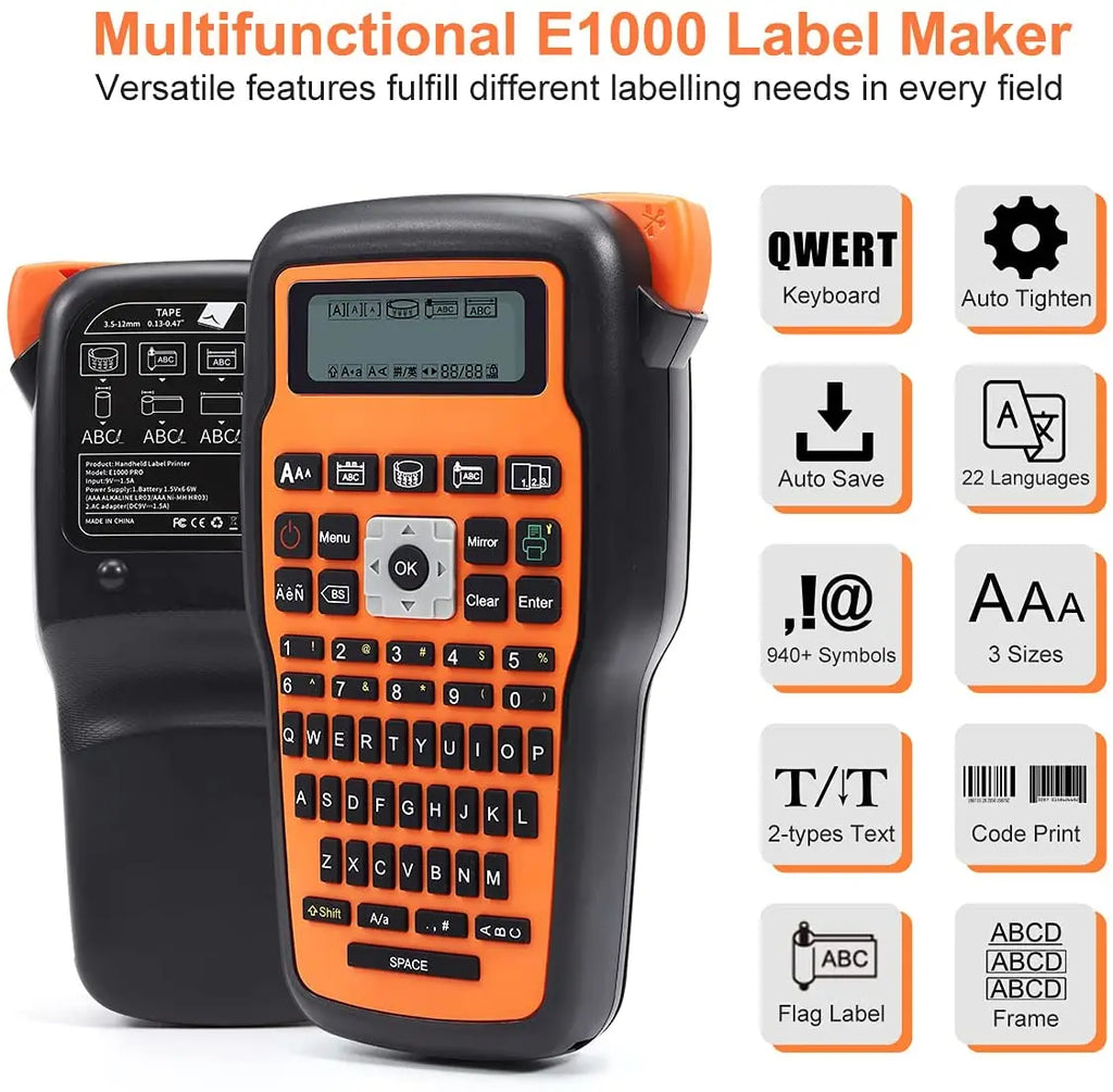 MarkDomain E1000 Pro Industrial Label Maker | TZe Tape Compatible Industrial Label Maker Richie's