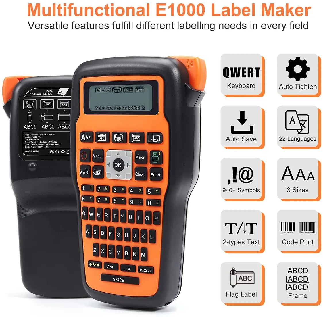 MarkDomain E1000 Pro Industrial Label Maker | TZe Tape Compatible Industrial Label Maker Richie's