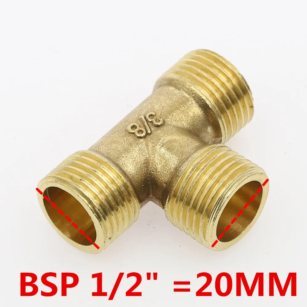 BSP Male Tee Brass Pipe Fitting 1/8" 1/4" 3/8" 1/2" – 3-Way Brass Pipe Fitting Richie's 04 Male