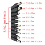 DC Power Jack Adapter Set 5.5x2.1mm Female to Multi Male Tips DC Power Adapter Richie's