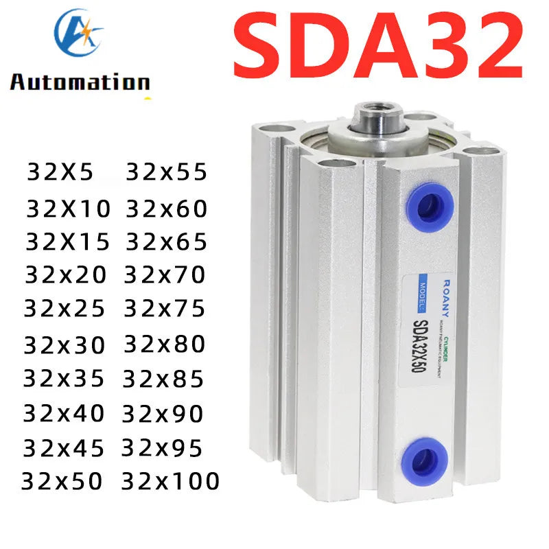 SDA32 Double Acting Compact Air Cylinder 32mm Bore | Multi-Stroke Pneumatic Air Cylinder Richie's