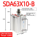 SDA63 Compact Pneumatic Air Cylinder 63mm Bore – SDA-B Series Pneumatic Air Cylinder Richie's Stroke 10mm Bore 63mm