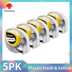 Dymo LetraTag Compatible Label Tapes 91331 for Phomemo P12 5-Pack Label Maker Tape Richie's 5PK Plastic Yellow