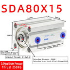SDA80 Compact Double Acting Pneumatic Air Cylinder 80mm Bore Pneumatic Air Cylinder Richie's Stroke 15mm Bore 80mm