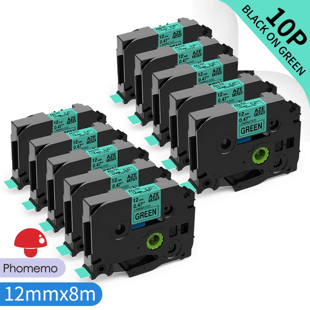 TZe-231 Compatible Brother Label Tape 12mm Black on White – Multi-Pack
