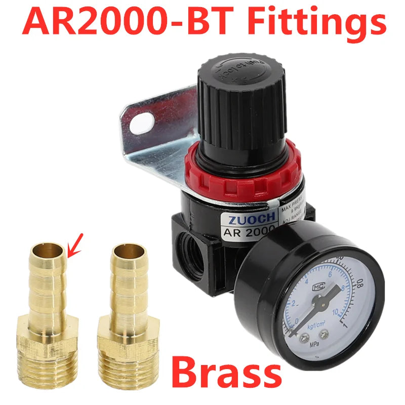 AR2000 1/4" BSP Air Compressor Pressure Regulator Valve Pneumatic Pressure Regulator Richie's AR2000-Brass-BT 10MM China Mainland