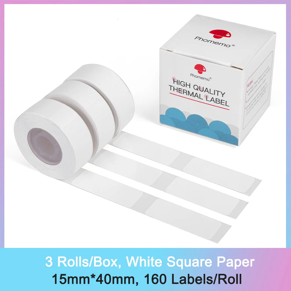 Phomemo D30 Thermal Label Paper – 3 Self-Adhesive Sticker Rolls Thermal Label Paper Richie's Square White 1540
