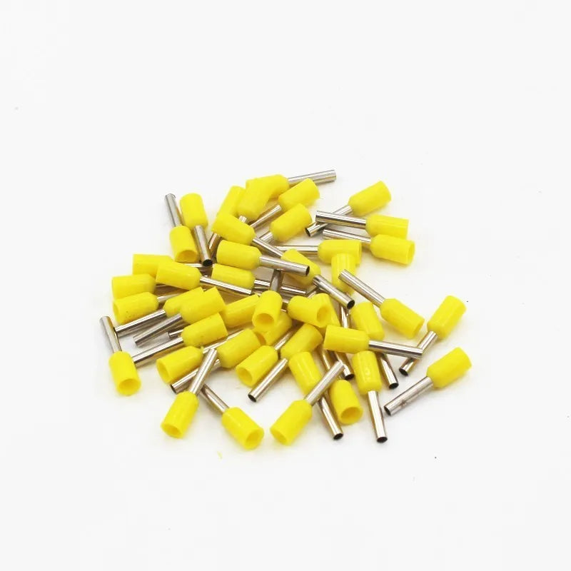 100pcs Insulated Ferrule Terminals Crimp Cord End Wire Connectors Ferrule Crimp Terminals Richie's YELLOW E2508