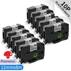 TZe-231 Compatible Brother Label Tape 12mm Black on White – Multi-Pack Label Printer Tape Richie's 10PK Black on White 12mm