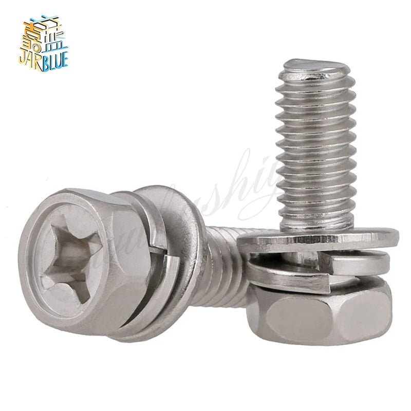 SEM Screws Hex Head Washer M3–M8 Stainless Steel | 1–50 Pcs SEM Combination Screws Richie's