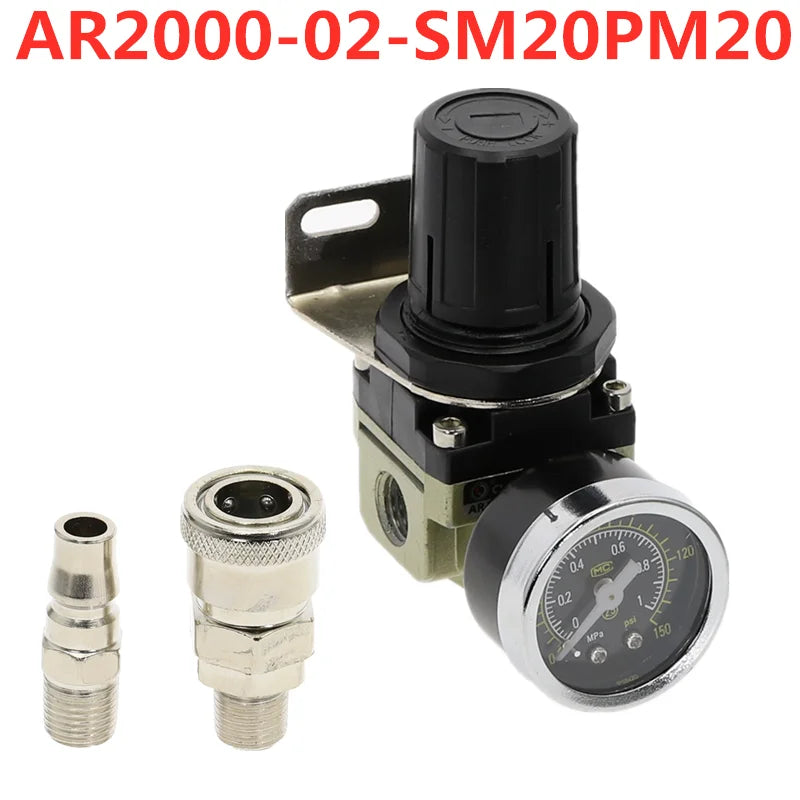 AR2000-02 G1/4" Pneumatic Pressure Regulator with EU Fittings Pneumatic Pressure Regulator Richie's AR2000-02-SM20PM20 AR2000-02