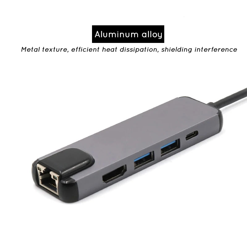 USB-C 5-in-1 Hub | HDMI 4K, Gigabit Ethernet, USB 3.0 & PD USB-C Multiport Hub Richie's