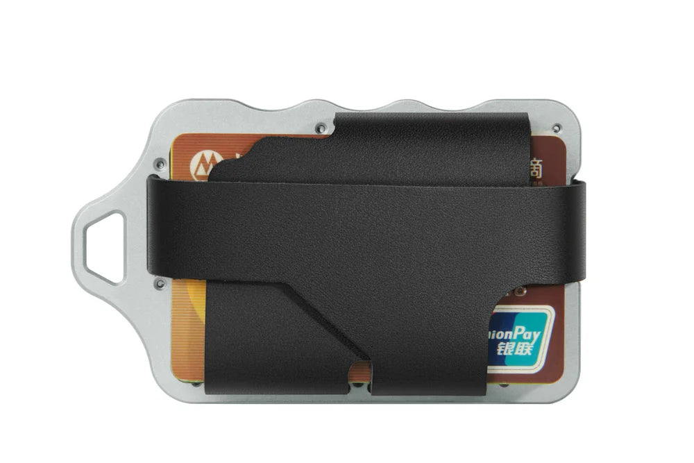 Zeeker Slim Metal Card Wallet – Genuine Leather, Holds 12+ Cards Metal Card Wallet Richie's Silver black