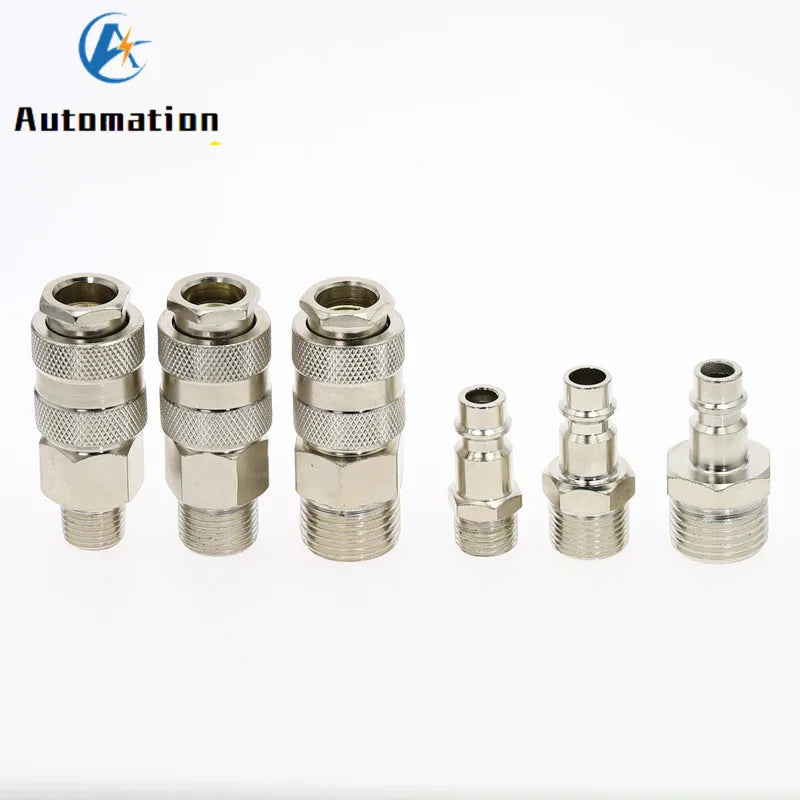 EU Type Pneumatic Quick Coupling 1/4 3/8 1/2 BSP Male Thread Pneumatic Quick Coupler Richie's