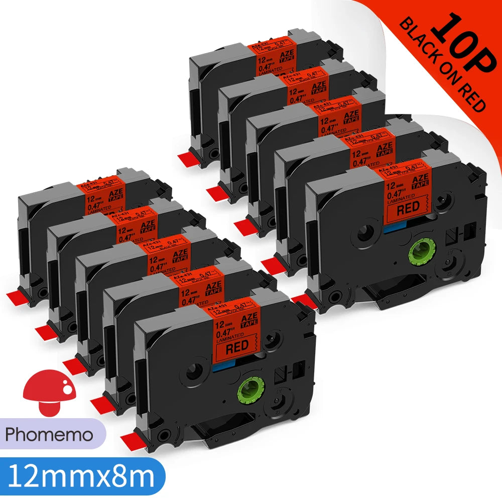 TZe-231 Compatible Brother Label Tape 12mm Black on White – Multi-Pack
