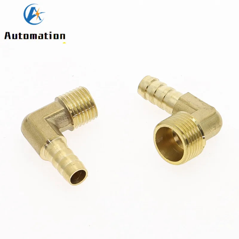 90° Brass Hose Barb Elbow Fitting 6–19mm, 1/8"–1/2" Male Thread Brass Hose Fitting Richie's