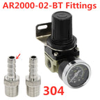 AR2000-02 G1/4" Pneumatic Pressure Regulator with EU Fittings Pneumatic Pressure Regulator Richie's AR2000-02-304-BT AR2000-02