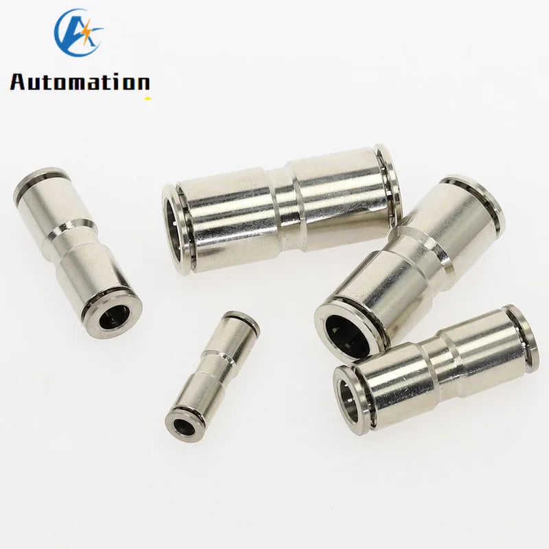 Nickel-Plated Copper Push-In Pneumatic Fittings 4–10mm OD Pneumatic Push Fitting Richie's