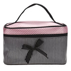 Women's Travel Bow Stripe Cosmetic Bag – Makeup Organizer Cosmetic Travel Bag Richie's
