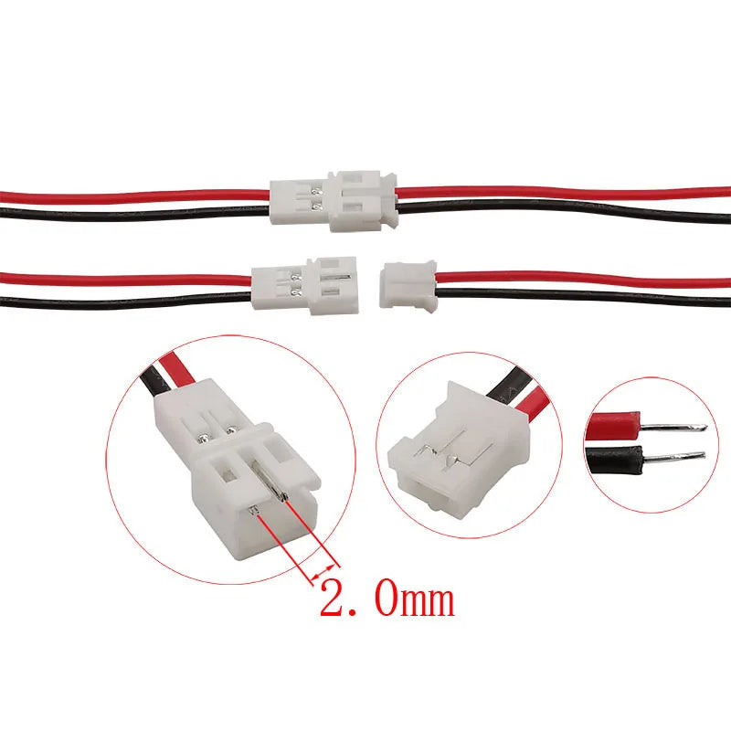 JST PH 2.0mm 2-Pin Male/Female Wire Connector 20CM 26AWG Wire Connector Richie's