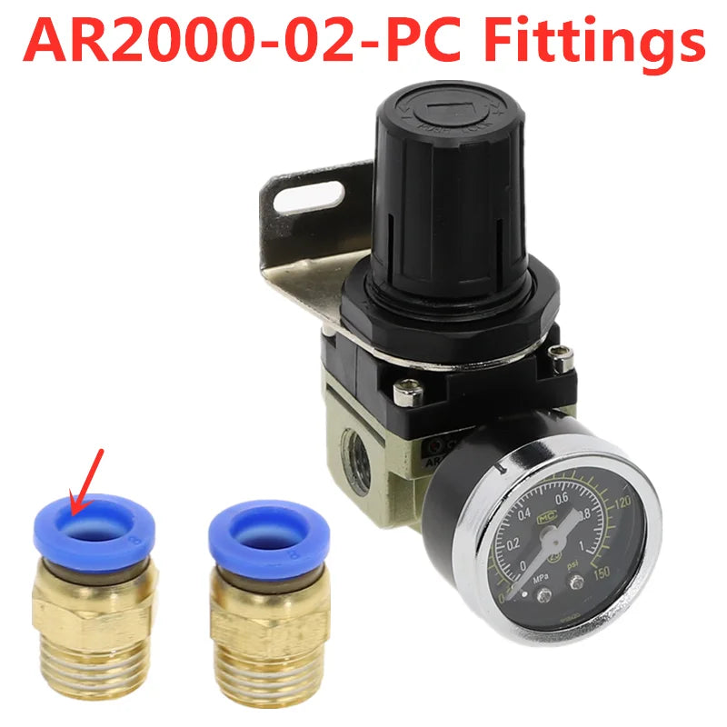 AR2000-02 G1/4" Pneumatic Pressure Regulator with EU Fittings Pneumatic Pressure Regulator Richie's AR2000-02-PC 14MM