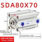 SDA80 Compact Double Acting Pneumatic Air Cylinder 80mm Bore Pneumatic Air Cylinder Richie's Stroke 70mm Bore 80mm