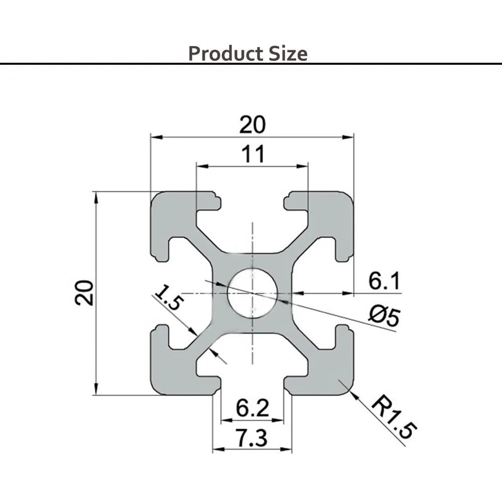2pcs 2020 Aluminum Extrusion Linear Rail Profile for CNC 3D Printer Aluminum Extrusion Profile Richie's