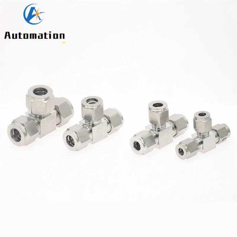 304 SS Tee Fitting Double Ferrule T-Type Connector 3–12mm Pipe Tee Fitting Richie's