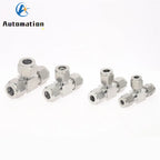 304 SS Tee Fitting Double Ferrule T-Type Connector 3–12mm Pipe Tee Fitting Richie's
