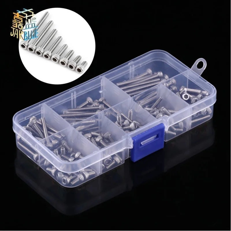 160Pcs M3 SS304 Hex Socket Cap Head Screws Assortment Set Screw Assortment Set Richie's