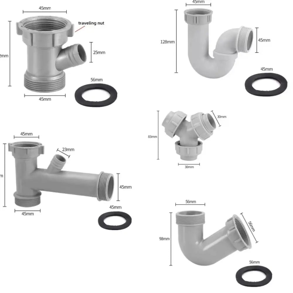 Kitchen Sink Drain Connector Threaded Nut Sealing Gasket Adapter Drain Pipe Adapter Richie's
