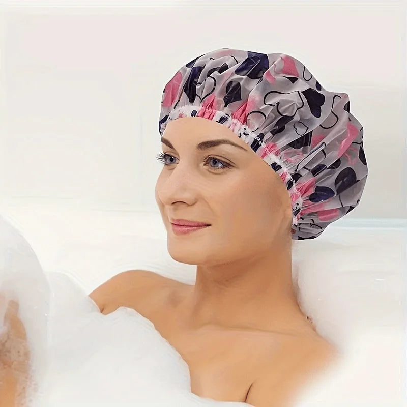 Adjustable Printed Shower Caps Reusable 5/10 Pack – Elastic Band Shower Cap Set Richie's