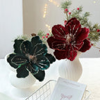 22CM Glitter Poinsettia Artificial Christmas Flower Decoration Christmas Flower Decoration Richie's