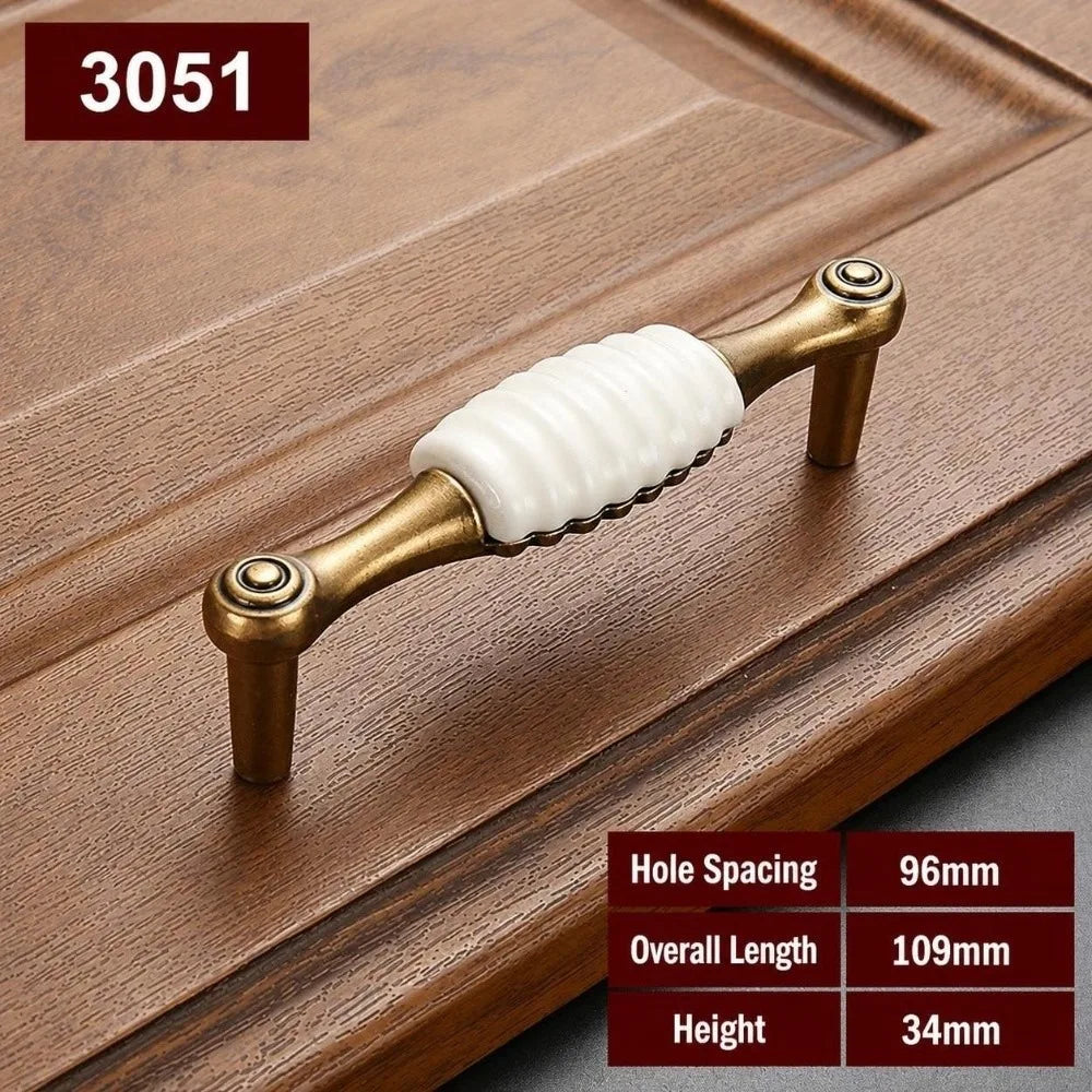 Zinc Alloy Ceramic Cabinet Pulls Antique Gold Drawer Handles Cabinet Pulls Richie's 3051-96mm