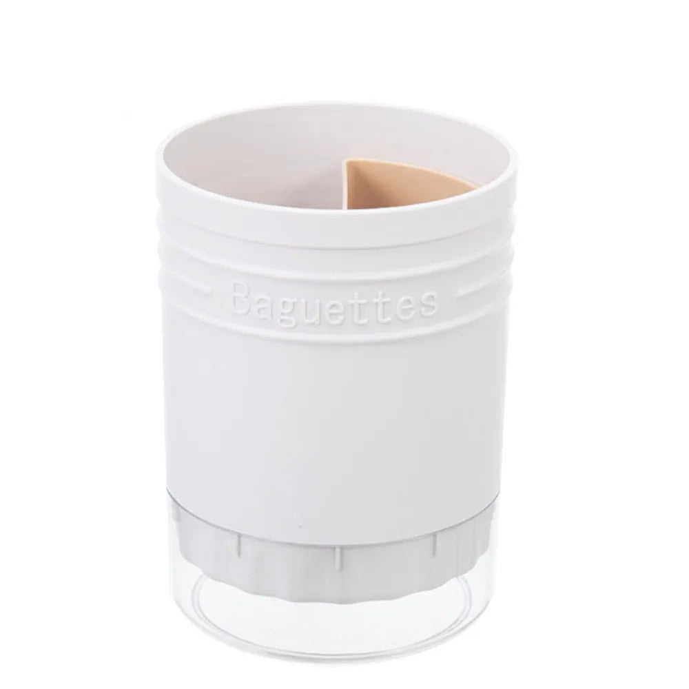 Cylindrical Cutlery & Chopstick Holder with Drain Design Utensil Storage Holder Richie's White