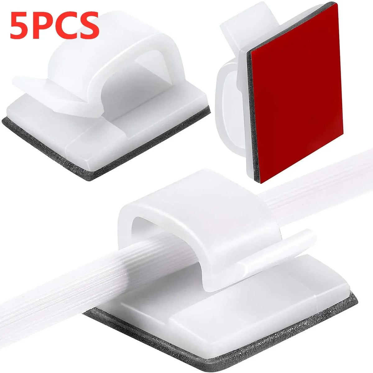 Self-Adhesive Cable Organizer Clips – Desk Cord Manager Cable Management Clips Richie's 5PCS-White-1
