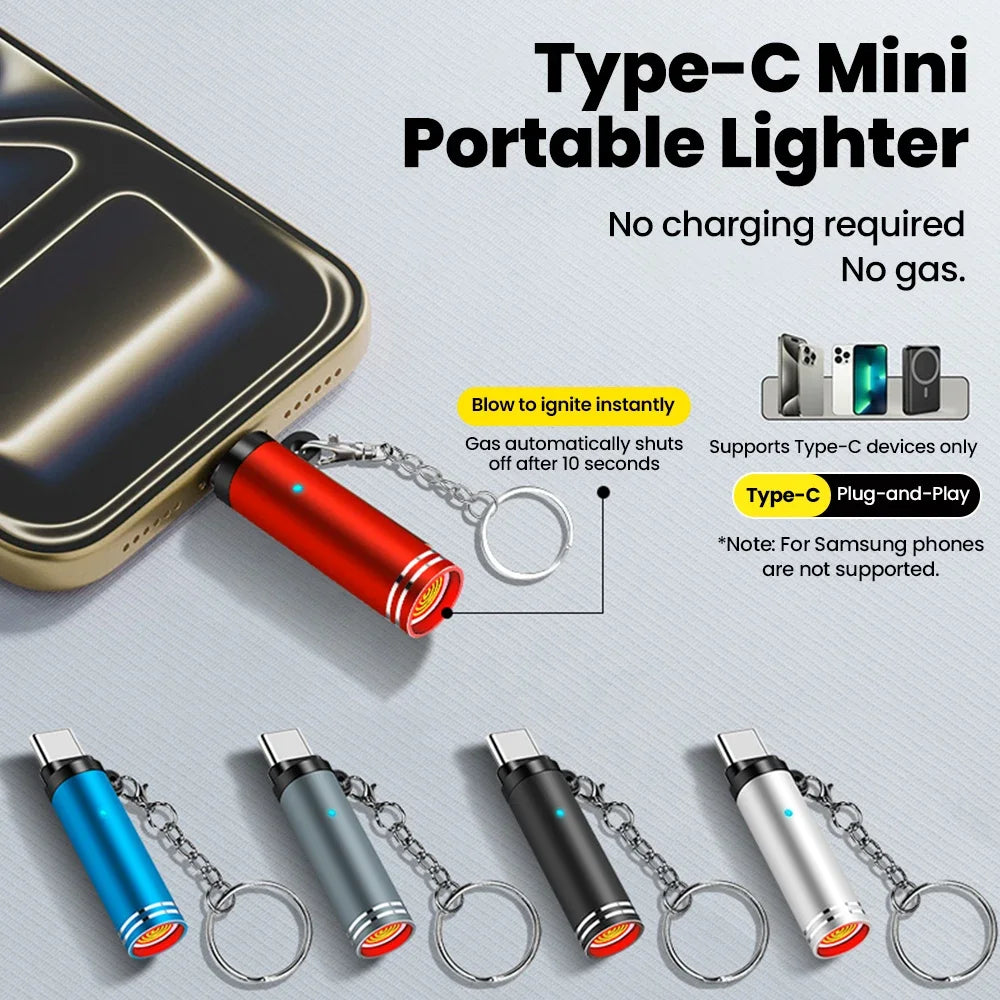 Type-C Mini Windproof Lighter for iPhone 15-17 | Air Blast USB Lighter Richie's