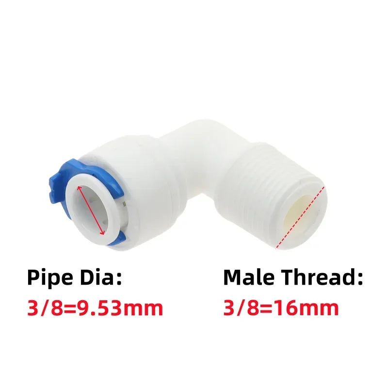 5Pcs RO Water Quick Elbow Fittings – 1/4" & 3/8" Tube Connectors Pipe Elbow Fittings Richie's PL 9.53mm-3I8 Elbow Pipe to Male