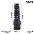 5-Pack PA66 Nylon Cable Glands – IP68 Anti-Bend Connector Cable Gland Connector Richie's 1 Black