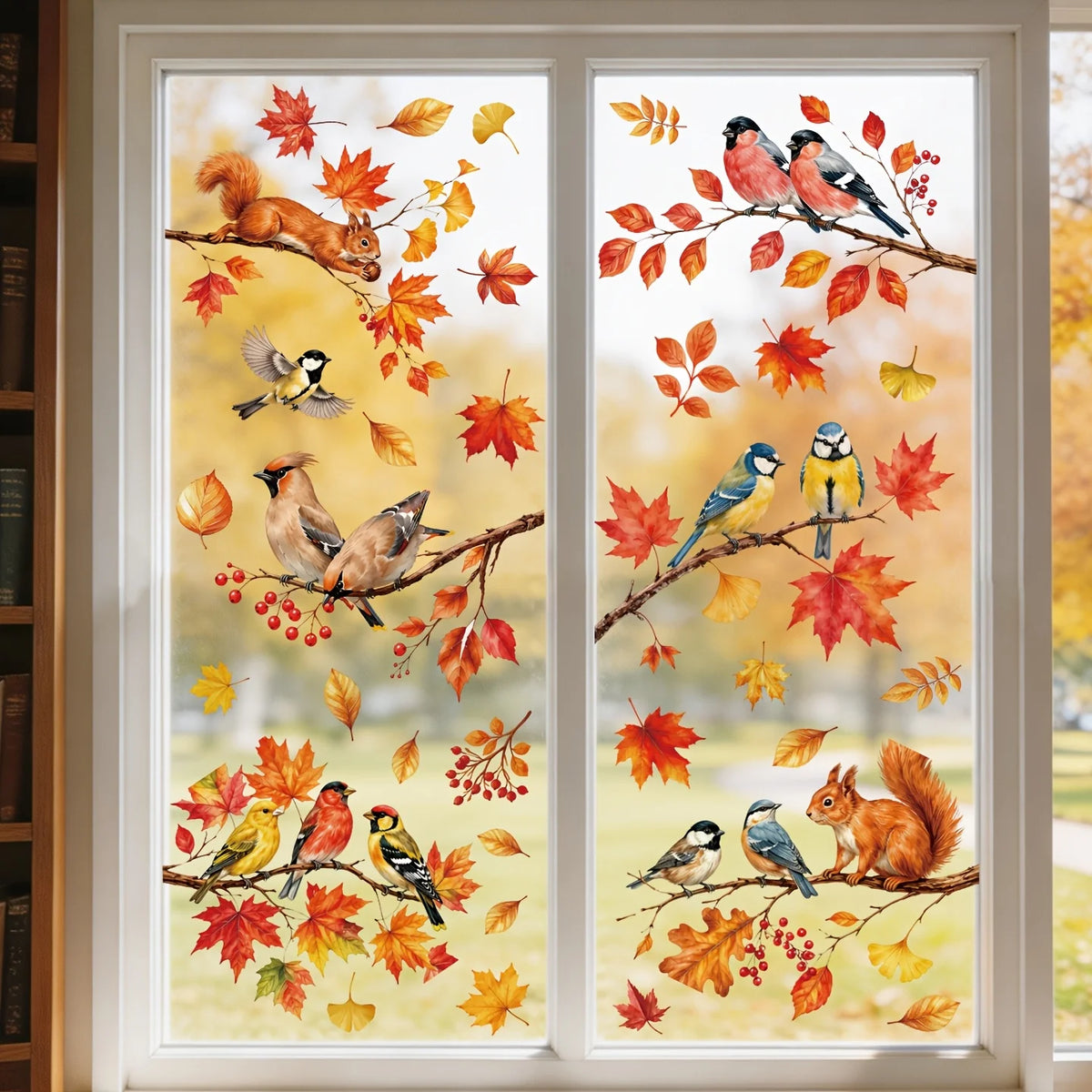 6 Sheets Autumn Thanksgiving Static Cling Window Stickers – Owl & Fox Window Cling Stickers Richie's