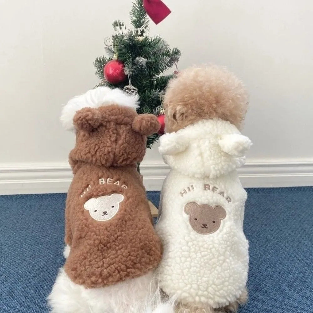 Cartoon Bear Plush Dog Hoodie with Hat – Warm Winter Pet Coat Pet Winter Hoodie Richie's