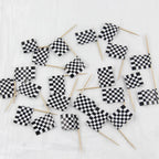 24Pcs Checkered Flag Cupcake Toppers & Cake Picks – Party Cake Toppers & Picks Richie's